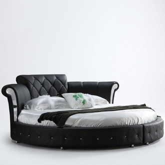 Luxus Chesterfield Bett Design Runde Polster Klassische Rund Leder Samt