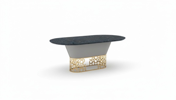 Luxus Designer Edelstahl Metall Esstisch Tische Wohn Zimmer Marmor Design