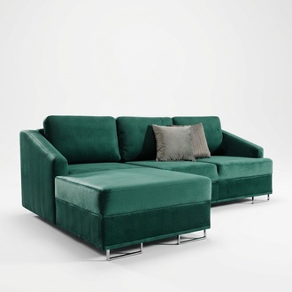 Luxus Ecksofa Couch - Smaragd GrÃ¼ne Sofa Polster Eckgarnitur Bettfunktion