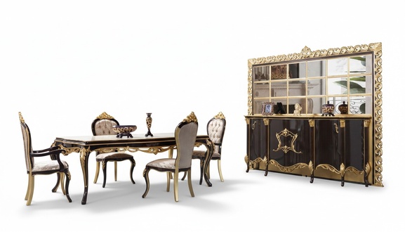 Luxus Essgruppe Esszimmer Esstisch StÃ¼hle Holz 10tlg Braun Sideboard