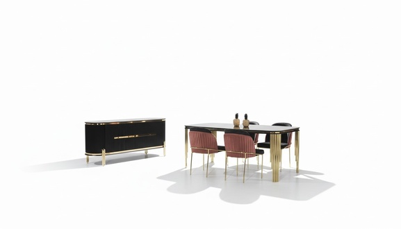 Luxus Esszimmer Essgarnitur Design Tisch Kommode 4x StÃ¼hle Gruppe 6tlg. Set Neu
