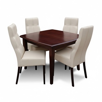 Luxus Esszimmer Set Garnitur 5tlg Braun Holz Möbel 4xStuhl Tisch Stil Modern Neu