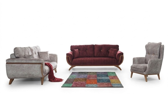 Luxus Garnitur Set Sofagarnitur 3+3+1 Sitzer Modern Sofas Sessel