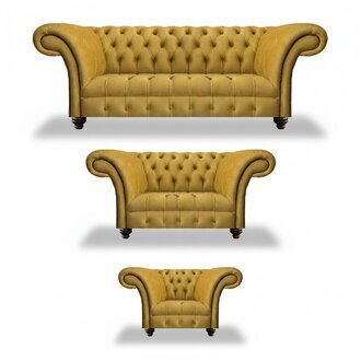 Luxus Gelb Sofagarnitur 3tlg Wohnzimmer Textil Sitz MÃ¶bel Sofas Set Chesterfield