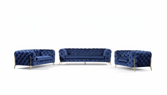 Luxus Hochwertige Sofa Couch Polster Sitz 3+2+1 Garnitur Deko Chesterfield