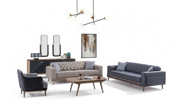 Luxus Modern Wohnzimmer Set 4tlg. 4 sitzer Sessel couchtisch Holz MÃ¶bel