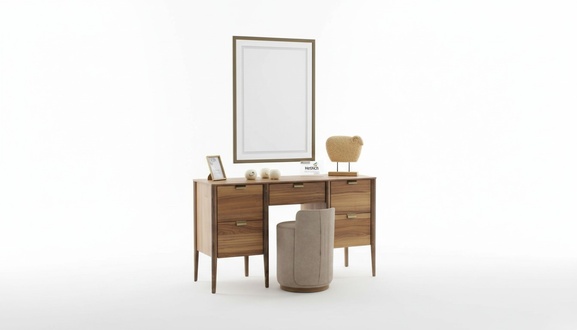 Luxus MÃ¶bel Design Schminktisch mit Spiegel Braun Neu Schlafzimmer MÃ¶bel