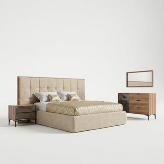 Luxus MÃ¶bel Schlafzimmer Modern Set 5tlg Doppel Bett 2x Nachttische Neu