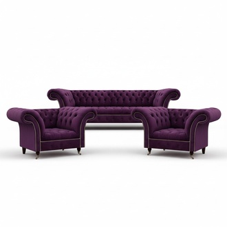 Luxus MÃ¶bel Sofagarnitur Couch Sofa Polster 3+1+1 Lila Textilsofa Garnitur