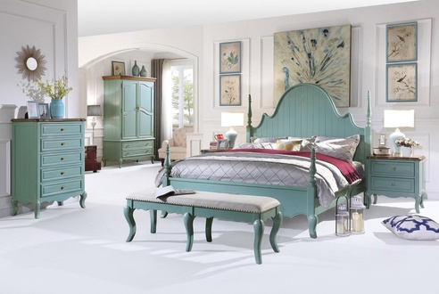 Luxus Schlafzimmer Bett Echtes Holz MÃ¶bel Holz Betten landhaus stil Doppel neu