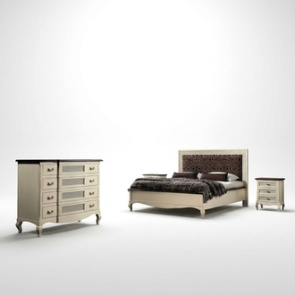 Luxus Schlafzimmer Set 4tlg. Bett 2 Nachttische Kommode Massivholz MÃ¶bel Italien