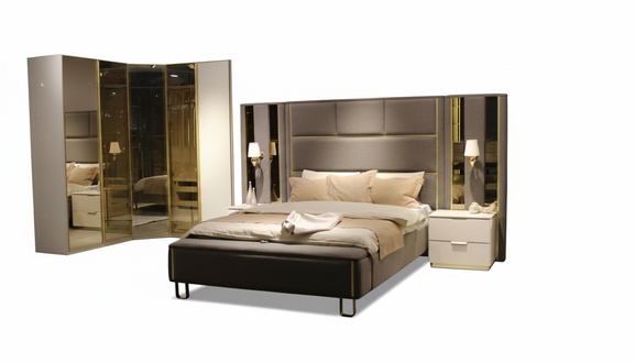 Luxus Schlafzimmer Set Bett + 2x Nachttische + Bank Design MÃ¶bel 4 tlg. Neu
