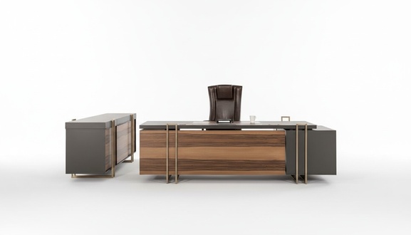 Luxus Schreibtisch Leder Holz Tische BÃ¼ro Tisch Einrichtung Designer Tische Neu