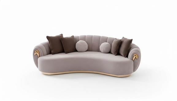 Luxus Sofa Big Couch Runde Couchen xxl Sofas SitzmÃ¶bel Stoff 263cm Grau