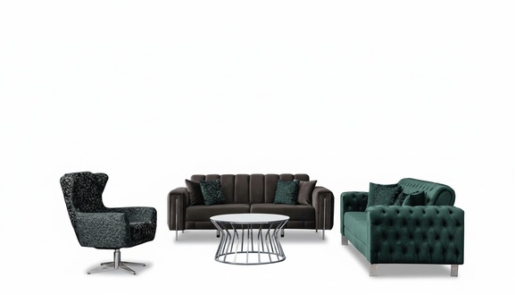 Luxus Sofa Set Couchgarnitur Sofa 3 sitzer Sessel GrÃ¼n Grau Wohnzimmer