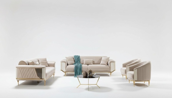 Luxus Sofagarnitur 3+3+1+1 Couch Polster MÃ¶bel Dreisitzer Set Textil 4tlg