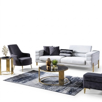 Luxus Sofagarnitur Sofa 4 Sitzer Sessel Stoff Modern WeiÃ Modern Set