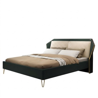 Luxus Textil Bett Doppel Design Schlafzimmer Betten Metall GrÃ¼n Neu