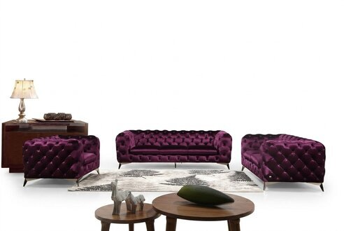 Luxus Textil Stoff Sofa Couch Polster Sitz Chesterfield 3+1 Garnitur Garnituren