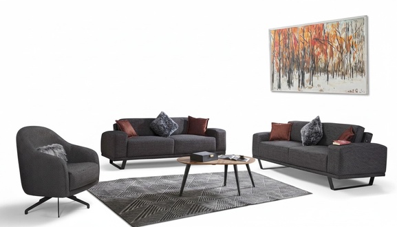 Luxus Wohnzimmer set Besteht aus 3tlg. Schwarzer Farbe Design Sofa set