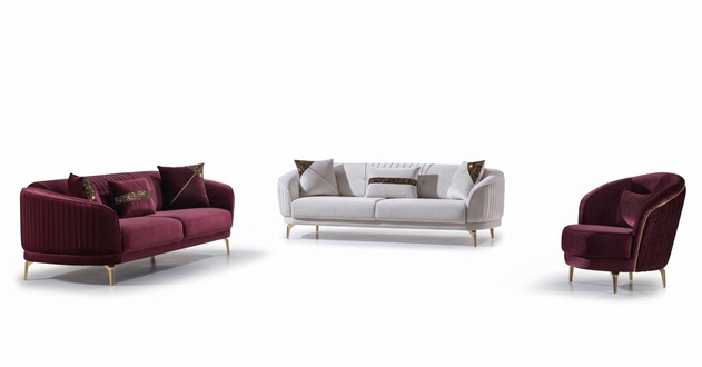 Luxus Wohnzimmergarnitur Moderne Edelstahlsofas PolstermÃ¶bel Dreisitzer