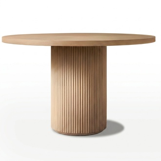 Massivholztisch modern SÃ¤ulengestell NaturtÃ¶ne Wohnzimmertisch