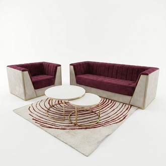 Medusa Sofagarntitur Couch Set Polster MÃ¶bel Einrichtung Rot Beige 3+1