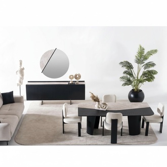 Mehrfarbiges Holz Esszimmer Set mit Tisch, StÃ¼hlen, Sideboard