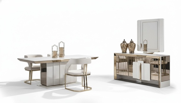 Modern Einrichtung WeiÃ Set MÃ¶bel Esstisch 4Ñ StÃ¼hle Design Hochwertig MÃ¶bel