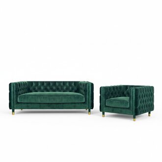 Modern GrÃ¼n Design Sofa Couch Dreisitze Stoff Sessel Sofagarnitur Chesterfield