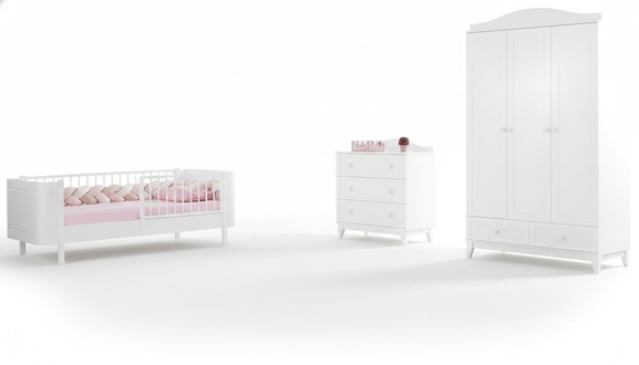 Modern Jugendzimmer Kinderzimmer WeiÃ Set luxuriÃ¶se Bett Kleiderschrank Kommode