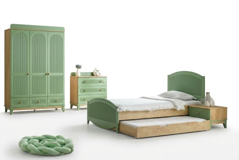 Modern Jugendzimmer Set Bett Kleiderschrank Nachttisch Kommode MÃ¶bel 4tlg