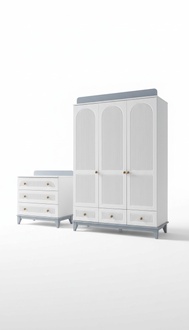 Modern Kinderzimmer Set Kleiderschrank Kommode Schreibtisch WeiÃ 3tlg Neu