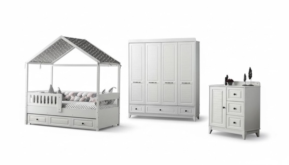 Modern Komplett Jugendzimmer Luxus Kinderzimmer Set 3tlg WeiÃ Farbe neu