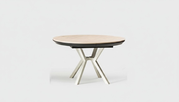 Modern KÃ¼chentisch Esszimmertisch Ausziehbarer Runder Holz Beige Tisch