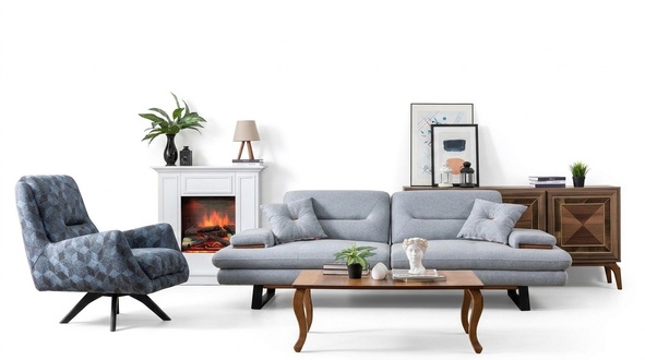 Modern Sofagarnitur 3+1 Sitzer Wohnzimmer Luxus Grau Couchgarnitur Sets