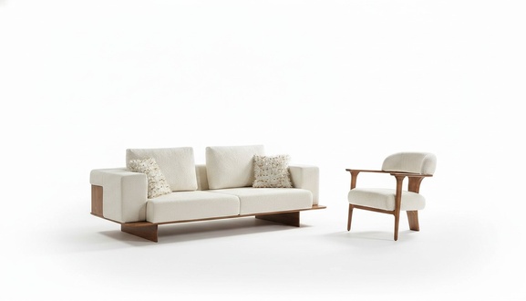 Modern WeiÃ Sofagarnitur 3 1 Sitzer Textil Holz Sessel Komplett Set neu