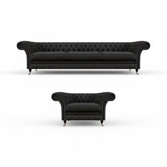Moderne Chesterfield Couchgarnitur Edler 3-Sitzer Stilvoller Lehnsessel