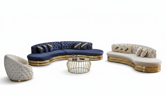Moderne Chesterfield Sofagarnitur Viersitzer 3-Sitzer Sessel