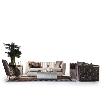 Moderne Edelstahlsofas Couchtisch Dreisitzer Sessel WohnzimmermÃ¶bel