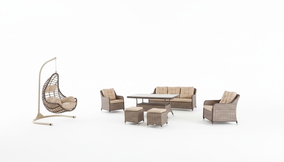 Moderne GartenmÃ¶bel Tisch Sessel Hocker Veranda Sofa Garnitur 6tlg. Neu