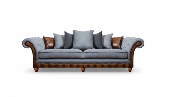 Moderne Grau Zweisitzer Sofa Couch LuxuriÃ¶se MÃ¶bel Polstersitz Chesterfield