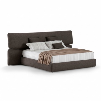 Moderne Polsterbett Stoff Luxus Schwarz Doppelbett Extra Hohe RÃ¼ckenlehne Design