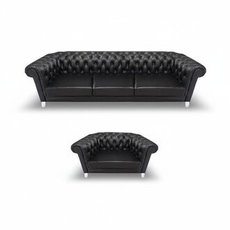 Moderne Schwarze Chesterfield PolstermÃ¶bel Exklusives Ledersofa Sessel