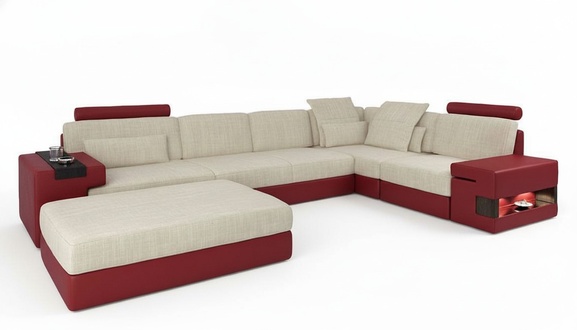 Moderne Sofaecke Set L-Form gepolsterte Sofas Couch Hocker WohnzimmermÃ¶bel