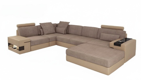 Moderne Sofa Ecke Set L-Form gepolsterte Sitze Couch Wohnlandschaft Hocker MÃ¶bel