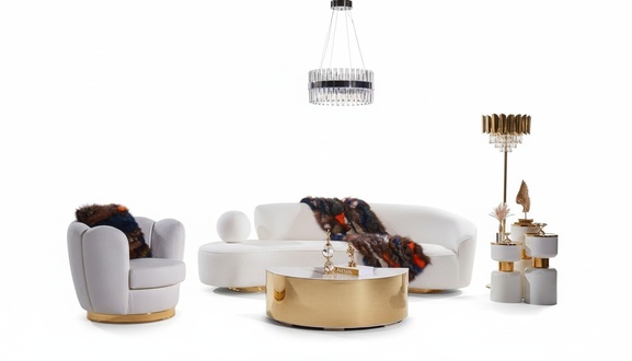Moderne Sofagarnitur WeiÃer Dreisitzer Luxus Sessel Edler Couchtisch