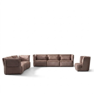 Moderner 3-teiliges Wohnzimmer Set aus Textil in Beige