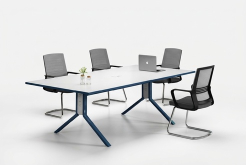 Moderner Blau-WeiÃer Konferenztisch Designer Arbeitszimmer Holz MÃ¶bel
