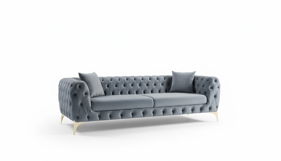 Moderner Dreisitzer Chesterfield MÃ¶bel Edelstahl Polyester WohnzimmermÃ¶bel